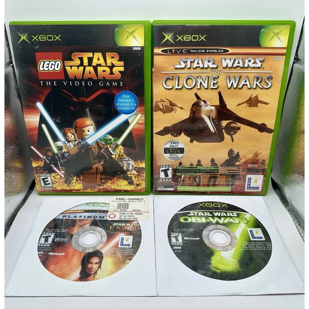 STAR WARS XBOX Games Lot Bundle Obi-Wan Knights Of The Old Republic Lego Clone